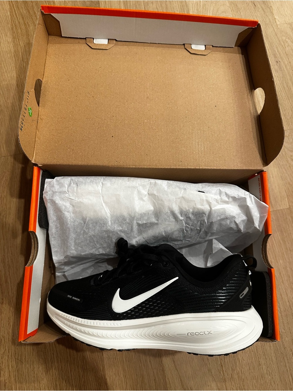 Nike Men's Black and White ReactX Running Sneakers